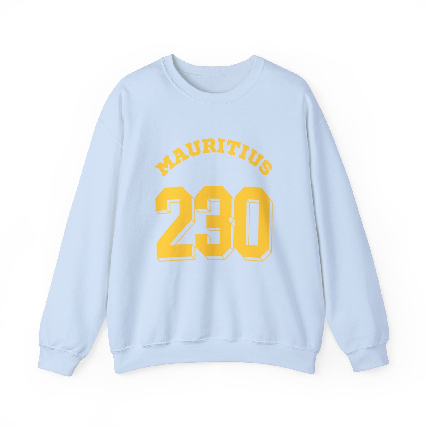 MAURITIUS SWEATSHIRT: 'Mauritius 230' in Sun-Kissed Yellow ☀️📞 - Unisex Heavy Blend™ Crewneck Sweatshirt