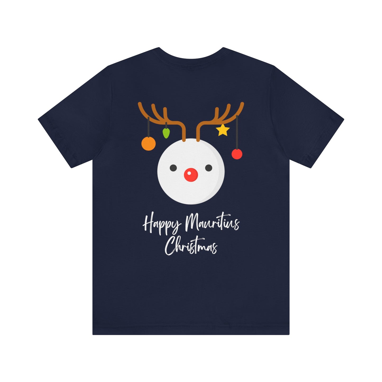 MAURITIUS CHRISTMAS T-SHIRT: Reindeer Snowman Festivity 🦌⛄ - Unisex Jersey Short Sleeve Tee