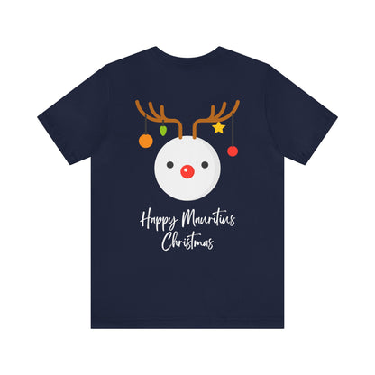 MAURITIUS CHRISTMAS T-SHIRT: Reindeer Snowman Festivity 🦌⛄ - Unisex Jersey Short Sleeve Tee