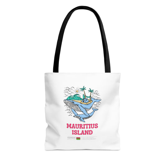 MAURITIUS TOTE BAG (AOP) - Dive into Paradise with Mom and Baby Whales! 🐋🏝️