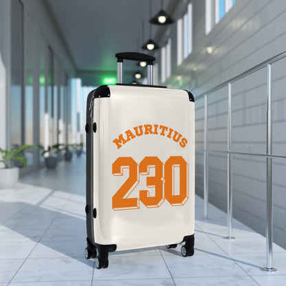 MAURITIUS SUITCASE: 'Mauritius 230' Tropical Explorer - Sunset Glow 🧡🤍🌴 - Tropical Chic Travel Suitcase