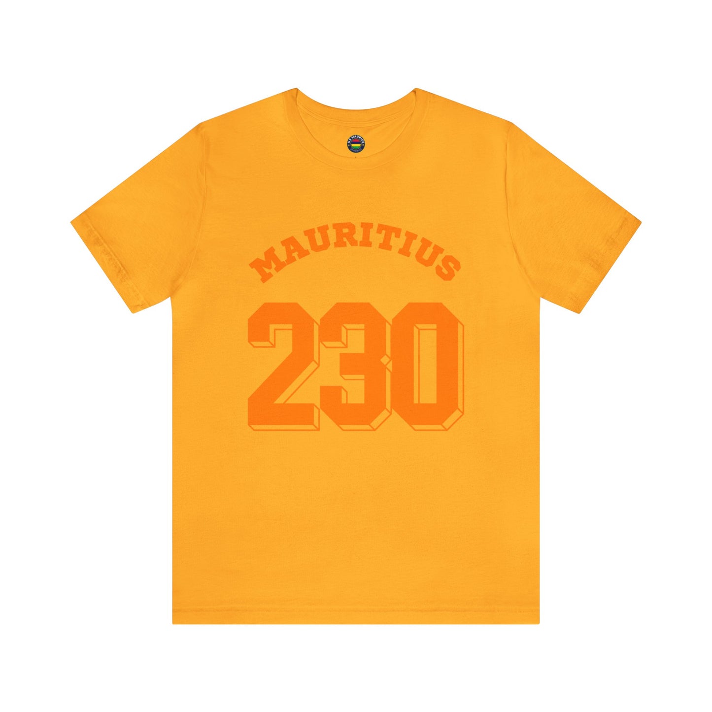 "MAURITIUS T-SHIRT: 'Mauritius 230' in Bold Orange 🌍🧡 - Unisex Women & Men Jersey Short Sleeve Tee