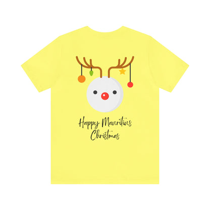 MAURITIUS CHRISTMAS T-SHIRT: Reindeer Snowman Festivity 🦌⛄ - Unisex Jersey Short Sleeve Tee