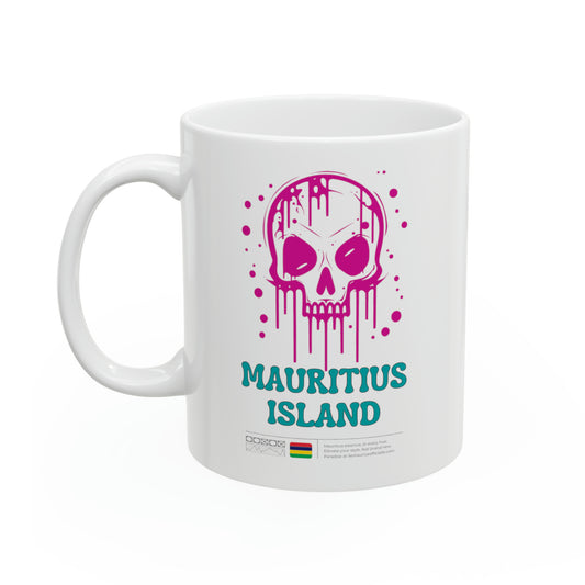 MAURITIUS MUG - Neon Pink Skull Paradise 🌴💖 - Ceramic Mug 11oz