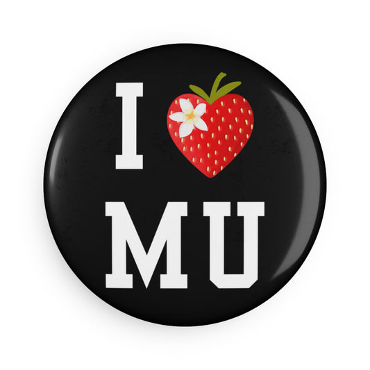 MAURITIUS BUTTON MAGNET: I Adore Mauritius Special Edition MU 🌴🍓🌸 - Black Round (1 & 10 pcs)