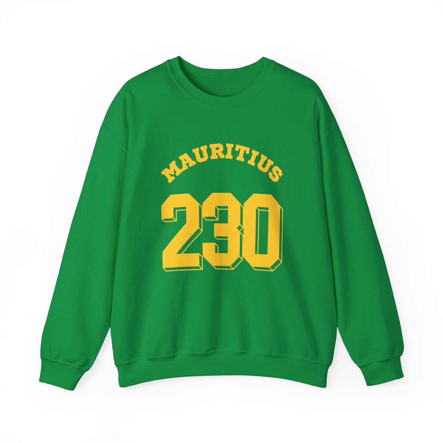 MAURITIUS SWEATSHIRT: 'Mauritius 230' in Sun-Kissed Yellow ☀️📞 - Unisex Heavy Blend™ Crewneck Sweatshirt