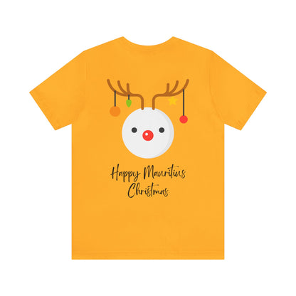 MAURITIUS CHRISTMAS T-SHIRT: Reindeer Snowman Festivity 🦌⛄ - Unisex Jersey Short Sleeve Tee