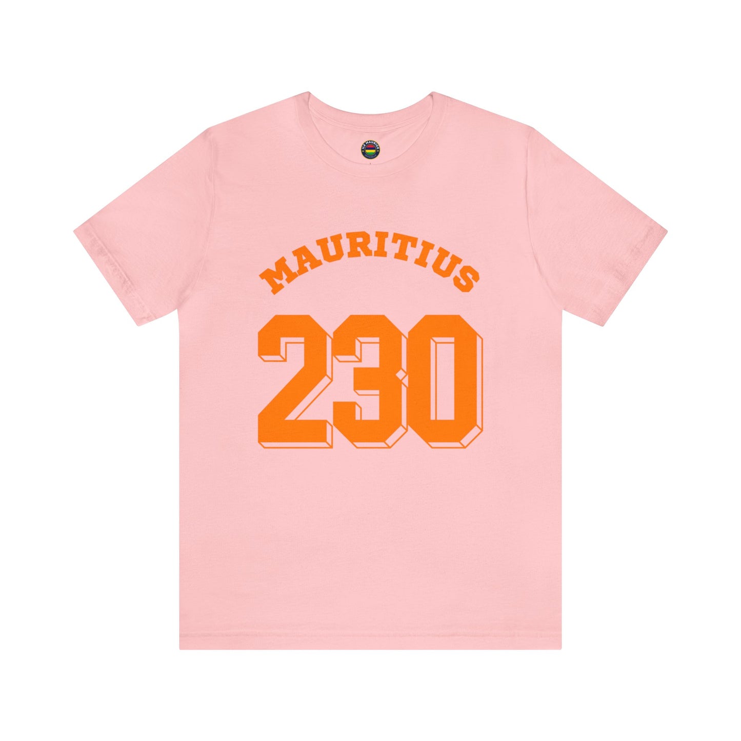 "MAURITIUS T-SHIRT: 'Mauritius 230' in Bold Orange 🌍🧡 - Unisex Women & Men Jersey Short Sleeve Tee