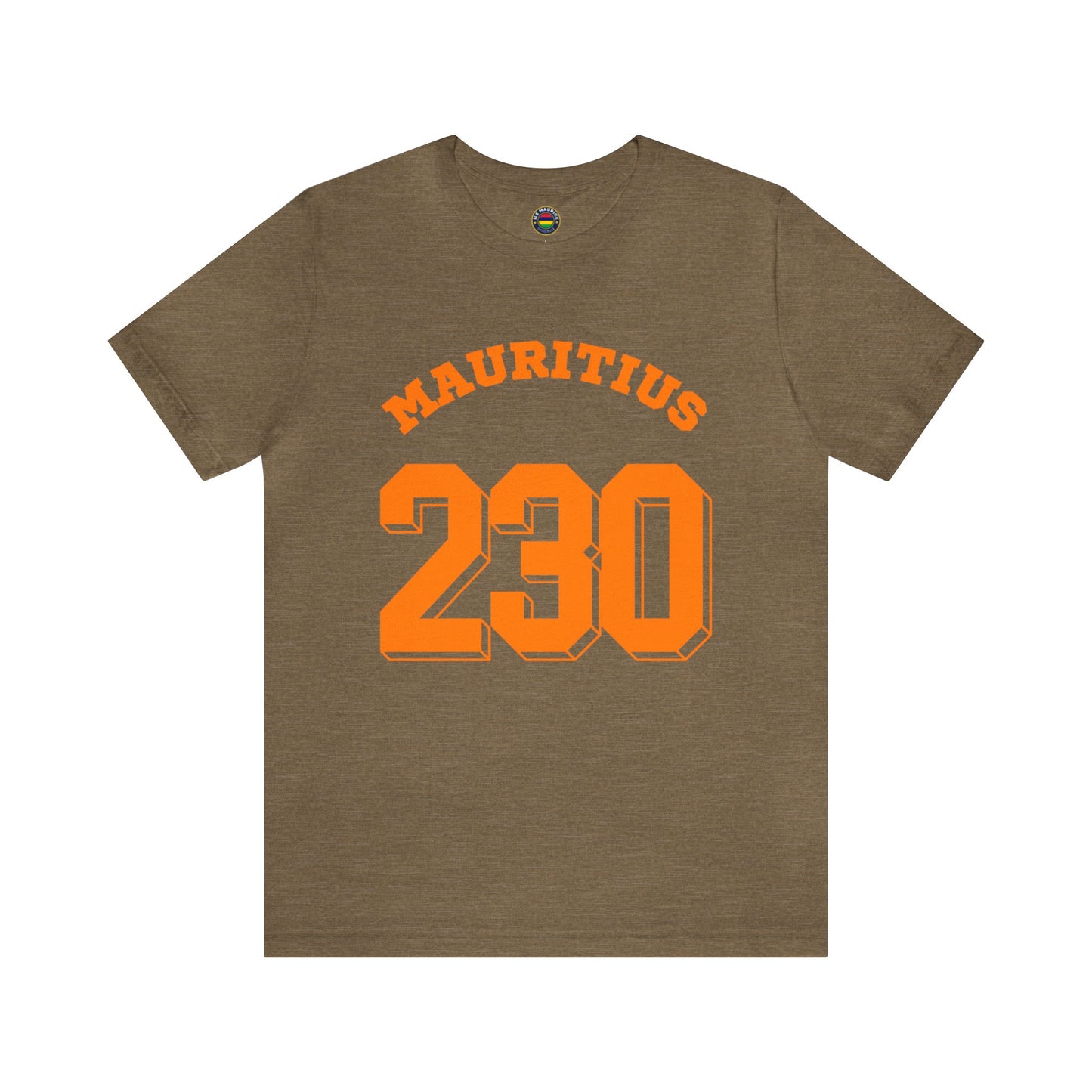 "MAURITIUS T-SHIRT: 'Mauritius 230' in Bold Orange 🌍🧡 - Unisex Women & Men Jersey Short Sleeve Tee