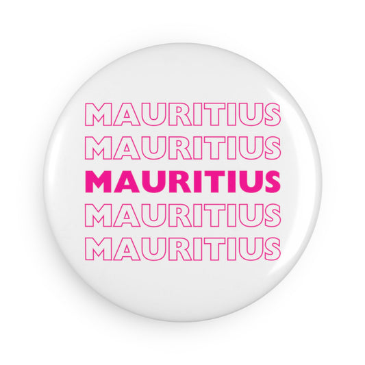 MAURITIUS BUTTON MAGNET: Neon Echo Growing Edition 🌴💗🤍 - White Round (1 & 10 pcs)