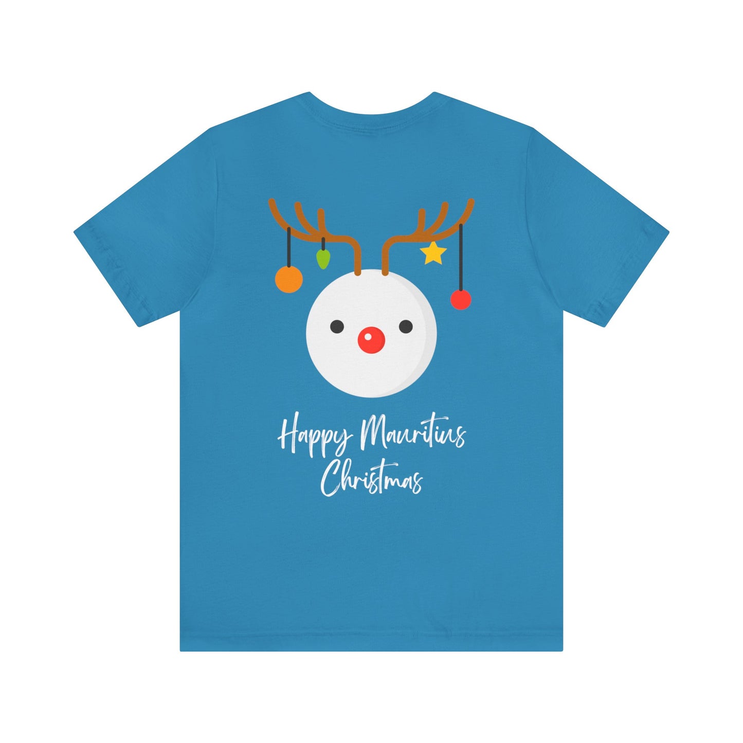 MAURITIUS CHRISTMAS T-SHIRT: Reindeer Snowman Festivity 🦌⛄ - Unisex Jersey Short Sleeve Tee