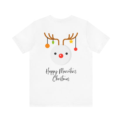 MAURITIUS CHRISTMAS T-SHIRT: Reindeer Snowman Festivity 🦌⛄ - Unisex Jersey Short Sleeve Tee