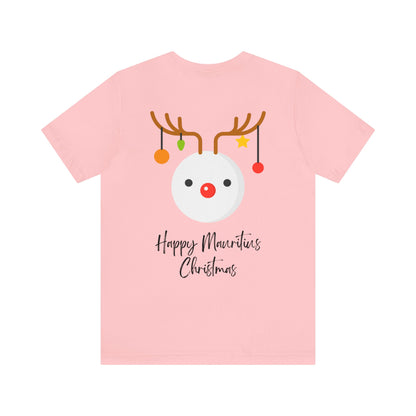 MAURITIUS CHRISTMAS T-SHIRT: Reindeer Snowman Festivity 🦌⛄ - Unisex Jersey Short Sleeve Tee