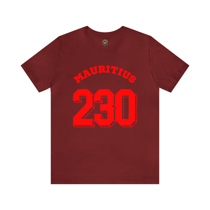 MAURITIUS T-SHIRT: 'Mauritius 230' Red Passion 🌍❤️ - Unisex Women & Men Jersey Short Sleeve Tee