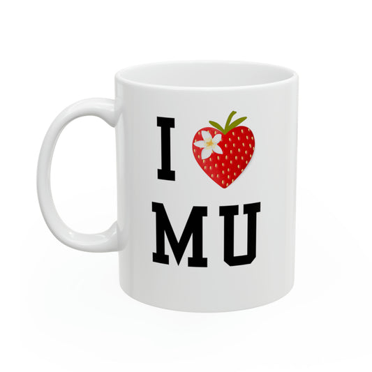 MAURITIUS MUG - I Adore MU Tropical Love 🍓🌸 - Ceramic White Mug 11oz