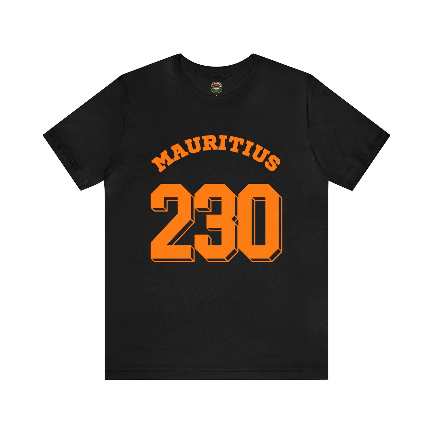 "MAURITIUS T-SHIRT: 'Mauritius 230' in Bold Orange 🌍🧡 - Unisex Women & Men Jersey Short Sleeve Tee