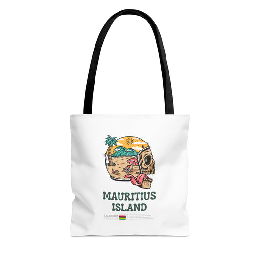 MAURITIUS TOTE BAG (AOP) - Ride to Paradise with the Biker Skull! 🏍️🏝️