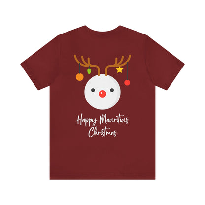 MAURITIUS CHRISTMAS T-SHIRT: Reindeer Snowman Festivity 🦌⛄ - Unisex Jersey Short Sleeve Tee