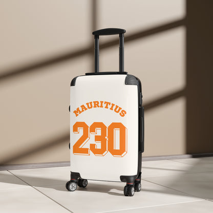 MAURITIUS SUITCASE: 'Mauritius 230' Tropical Explorer - Sunset Glow 🧡🤍🌴 - Tropical Chic Travel Suitcase