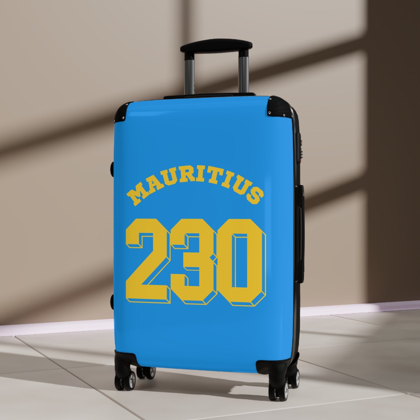 MAURITIUS SUITCASE: 'Mauritius 230' Island Explorer - Sunshine Blue 💛💙🌴 - Tropical Chic Travel Suitcase