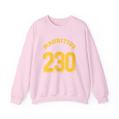 MAURITIUS SWEATSHIRT: 'Mauritius 230' in Sun-Kissed Yellow ☀️📞 - Unisex Heavy Blend™ Crewneck Sweatshirt