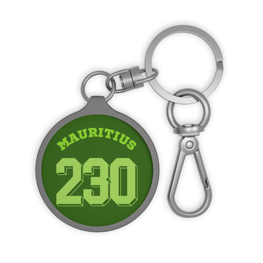 MAURITIUS KEYRING - 'Mauritius 230' Island Whisper in Light Green on Dark Green 💚🌿