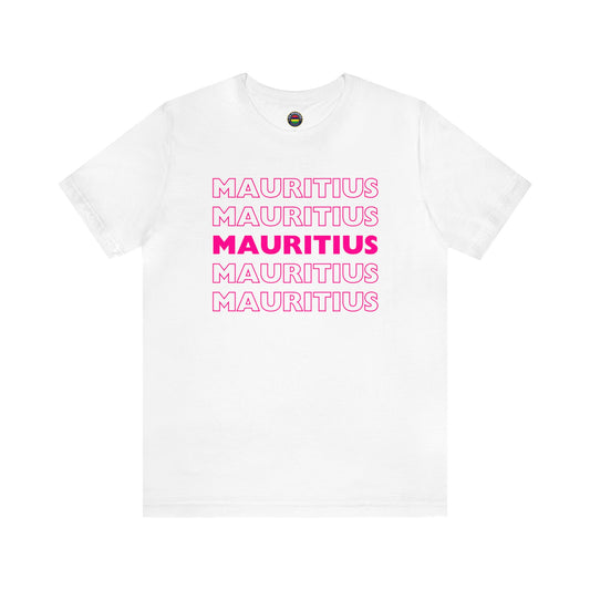 MAURITIUS T-SHIRT: Echoing Pink Wave Design 🌸 - Unisex Women & Men Jersey Short Sleeve Tee