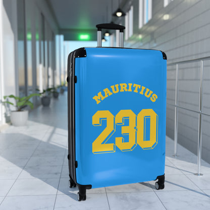 MAURITIUS SUITCASE: 'Mauritius 230' Island Explorer - Sunshine Blue 💛💙🌴 - Tropical Chic Travel Suitcase