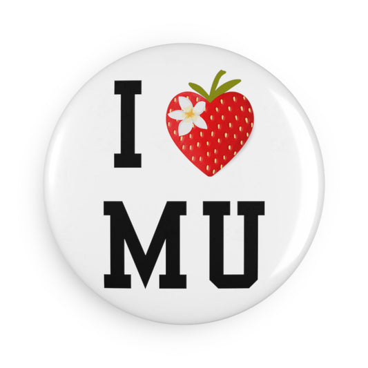 MAURITIUS BUTTON MAGNET: 'I Adore MU' Premium Edition 🌴🤍🍓🌸 - White Round (1 & 10 pcs)