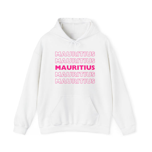 MAURITIUS HOODIE: Neon Echoes of Paradise 🌺🔥 - Unisex Heavy Blend™ Hooded Sweatshirt