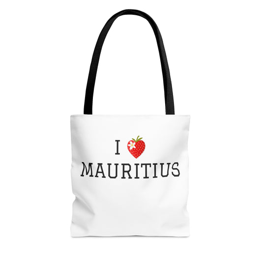 MAURITIUS TOTE BAG (AOP) - 'I Adore Mauritius' Masterpiece in White Elegance! 🍓