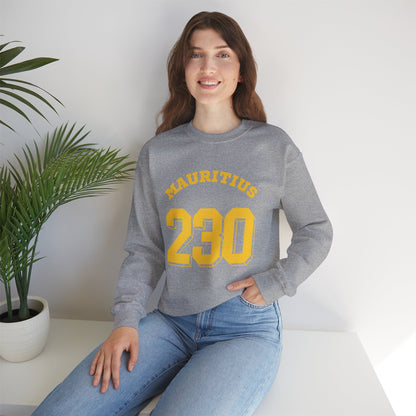 MAURITIUS SWEATSHIRT: 'Mauritius 230' in Sun-Kissed Yellow ☀️📞 - Unisex Heavy Blend™ Crewneck Sweatshirt