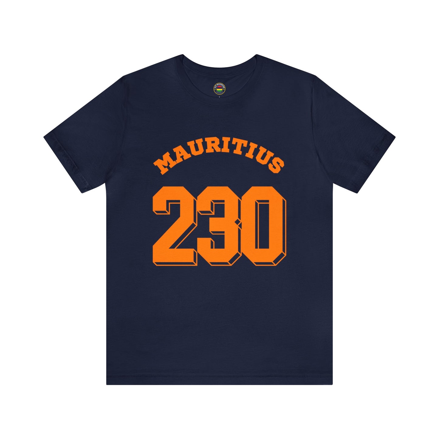 "MAURITIUS T-SHIRT: 'Mauritius 230' in Bold Orange 🌍🧡 - Unisex Women & Men Jersey Short Sleeve Tee