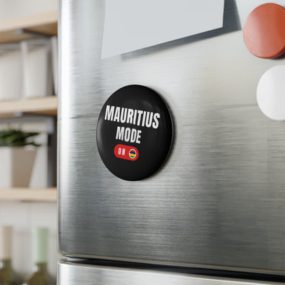 MAURITIUS BUTTON MAGNET: 'Mauritius Mode On' Exclusive Edition 🇲🇺🌴🖤 - Black Round (1 & 10 pcs)