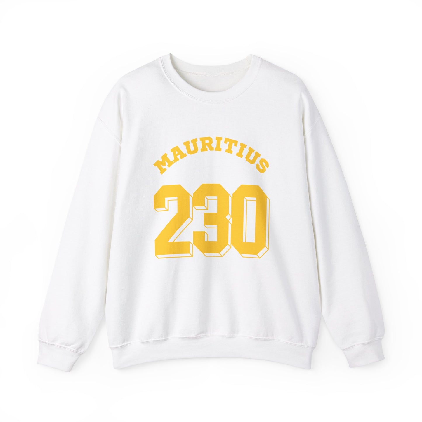 MAURITIUS SWEATSHIRT: 'Mauritius 230' in Sun-Kissed Yellow ☀️📞 - Unisex Heavy Blend™ Crewneck Sweatshirt