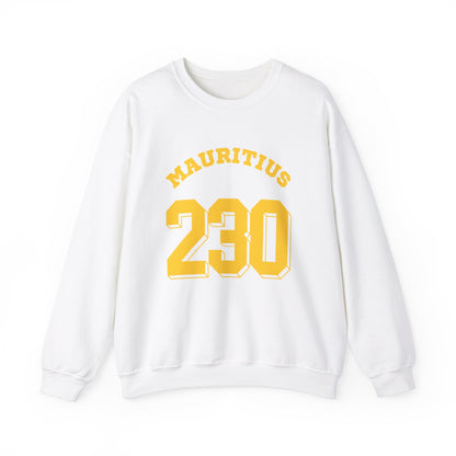 MAURITIUS SWEATSHIRT: 'Mauritius 230' in Sun-Kissed Yellow ☀️📞 - Unisex Heavy Blend™ Crewneck Sweatshirt