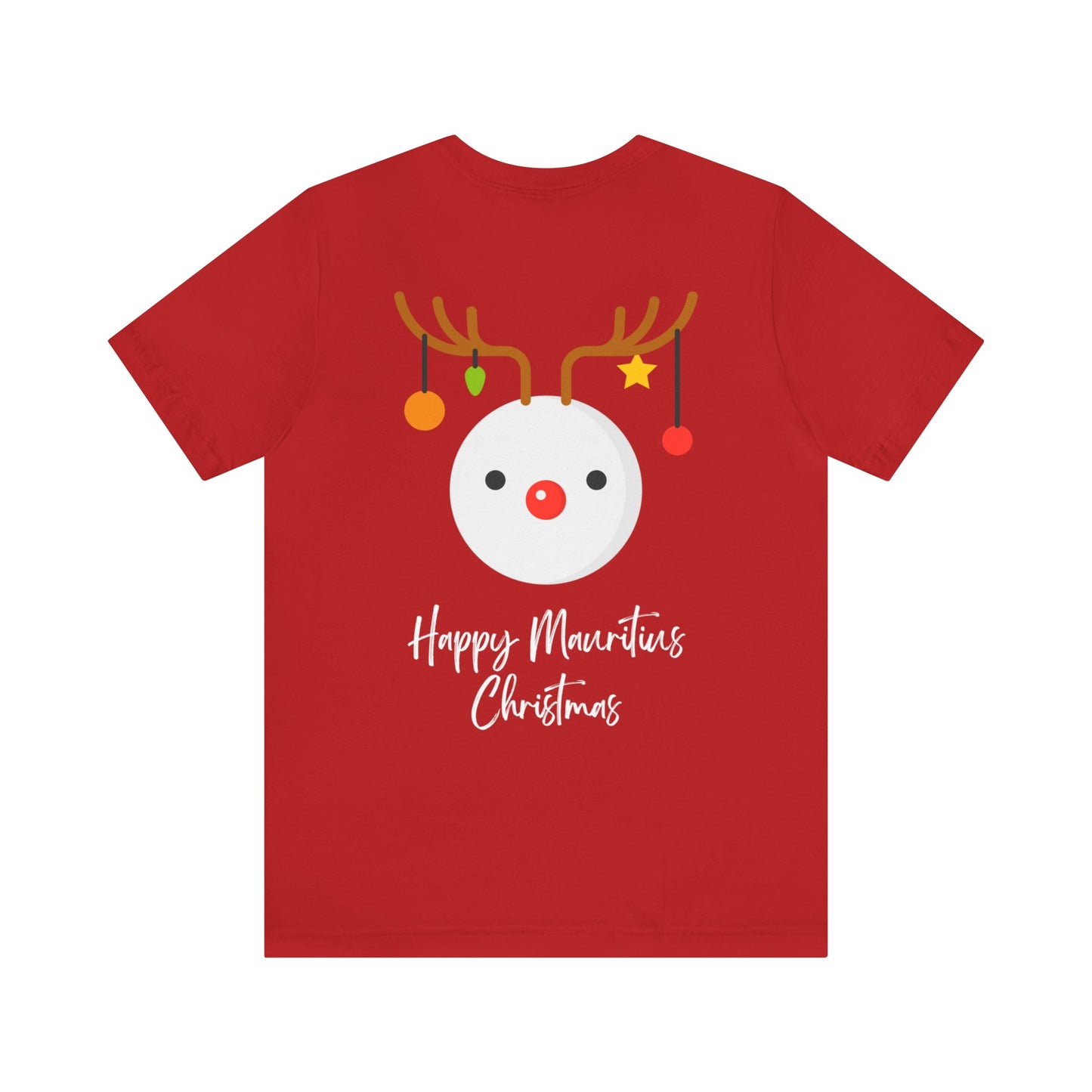 MAURITIUS CHRISTMAS T-SHIRT: Reindeer Snowman Festivity 🦌⛄ - Unisex Jersey Short Sleeve Tee