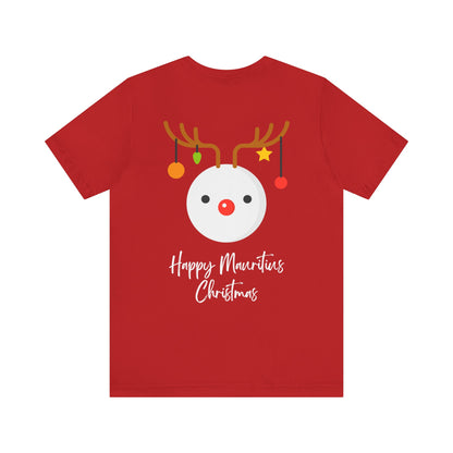 MAURITIUS CHRISTMAS T-SHIRT: Reindeer Snowman Festivity 🦌⛄ - Unisex Jersey Short Sleeve Tee