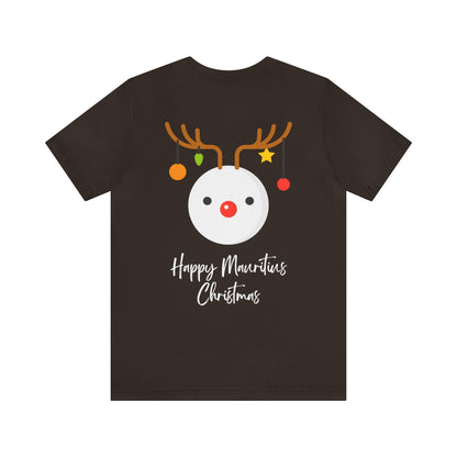 MAURITIUS CHRISTMAS T-SHIRT: Reindeer Snowman Festivity 🦌⛄ - Unisex Jersey Short Sleeve Tee