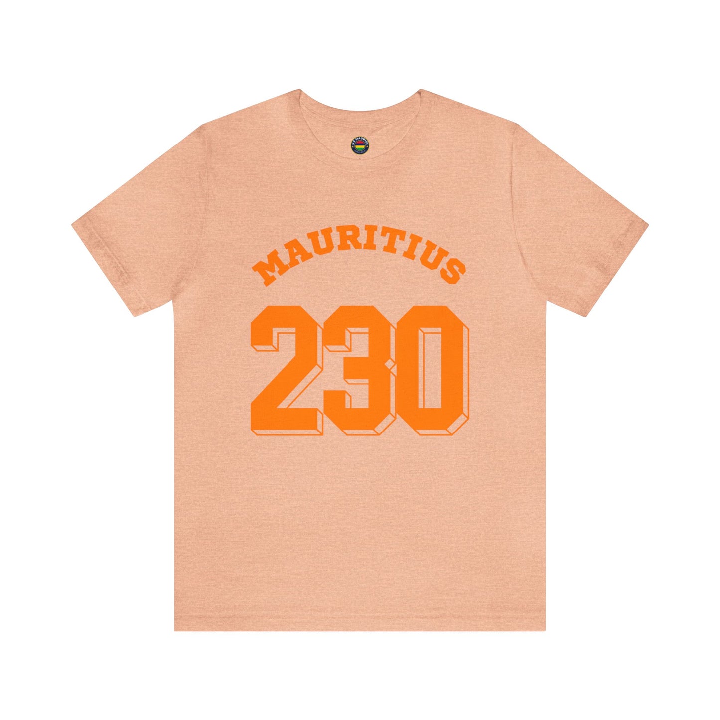 "MAURITIUS T-SHIRT: 'Mauritius 230' in Bold Orange 🌍🧡 - Unisex Women & Men Jersey Short Sleeve Tee