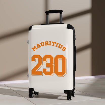 MAURITIUS SUITCASE: 'Mauritius 230' Tropical Explorer - Sunset Glow 🧡🤍🌴 - Tropical Chic Travel Suitcase