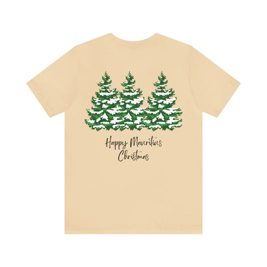 MAURITIUS CHRISTMAS T-SHIRT: Snowy Christmas Trees Elegance 🌲❄️ - Unisex Jersey Short Sleeve Tee