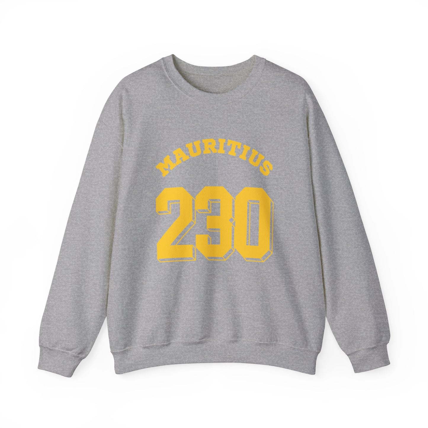 MAURITIUS SWEATSHIRT: 'Mauritius 230' in Sun-Kissed Yellow ☀️📞 - Unisex Heavy Blend™ Crewneck Sweatshirt