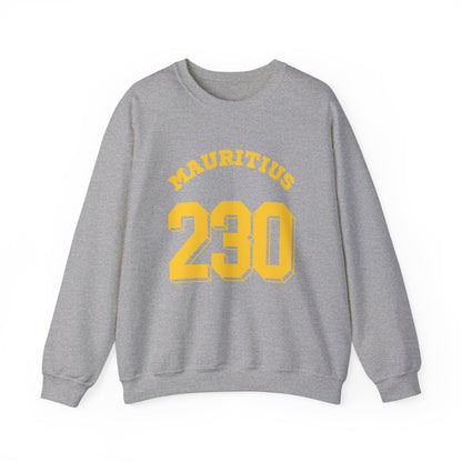 MAURITIUS SWEATSHIRT: 'Mauritius 230' in Sun-Kissed Yellow ☀️📞 - Unisex Heavy Blend™ Crewneck Sweatshirt