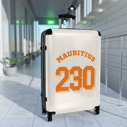 MAURITIUS SUITCASE: 'Mauritius 230' Tropical Explorer - Sunset Glow 🧡🤍🌴 - Tropical Chic Travel Suitcase