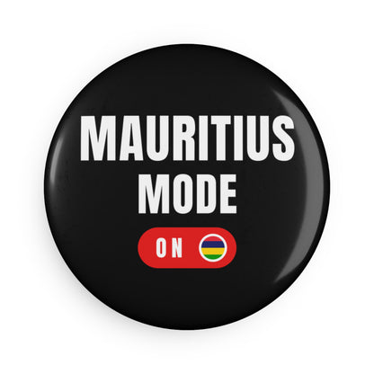 MAURITIUS BUTTON MAGNET: 'Mauritius Mode On' Exclusive Edition 🇲🇺🌴🖤 - Black Round (1 & 10 pcs)