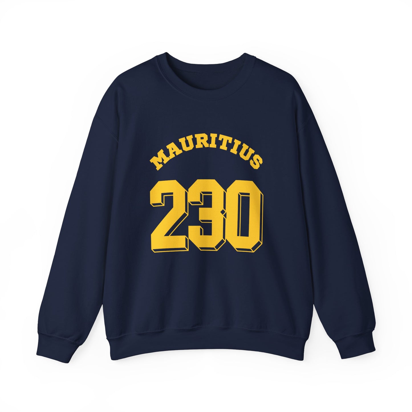 MAURITIUS SWEATSHIRT: 'Mauritius 230' in Sun-Kissed Yellow ☀️📞 - Unisex Heavy Blend™ Crewneck Sweatshirt