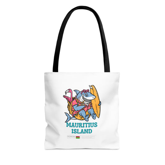 MAURITIUS TOTE BAG (AOP) - Dive into Paradise with the Party Shark! 🦈🦩🏄‍♂️