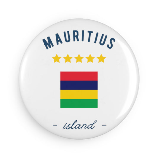 MAURITIUS BUTTON MAGNET - 🇲🇺 MAURITIUS PRIDE: Island Vibes 🇲🇺⭐ - White Round (1 & 10 pcs)