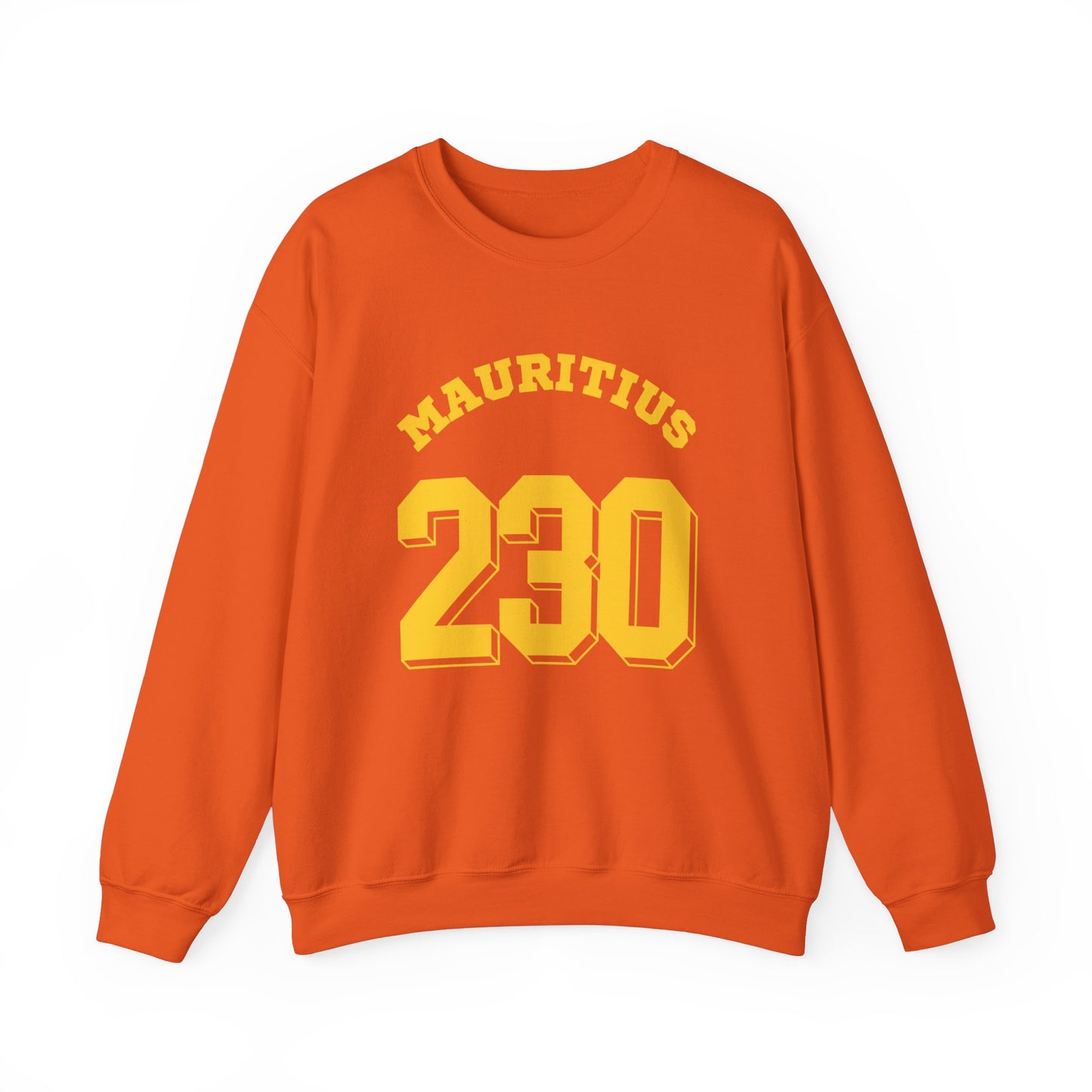 MAURITIUS SWEATSHIRT: 'Mauritius 230' in Sun-Kissed Yellow ☀️📞 - Unisex Heavy Blend™ Crewneck Sweatshirt